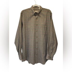 Men's Checkered Button Down Shirt - Black and Tan
